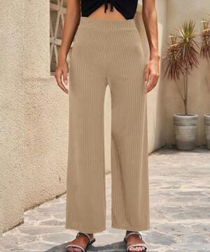 بنطلون قطيفه مضلع SHEIN