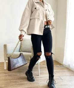 شميز قطيفه مضلع SHEIN - الصورة 3