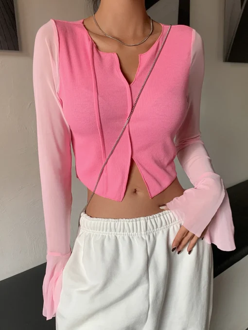 DAZY_Notched_Neckline_Flounce_Sleeve_Crop_Tee__SHEIN_USA_main_0